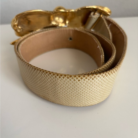 Vintage 1983 Christopher Ross 24K Gold PLATED BUCKLE With Leather Belt - Picture 5 of 9